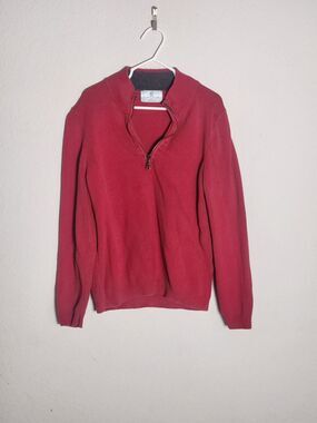 Class Club Boys Red 1/4 Zip 100% Cotton Sweater Size 6/7 Long Sleeve Mock Neck